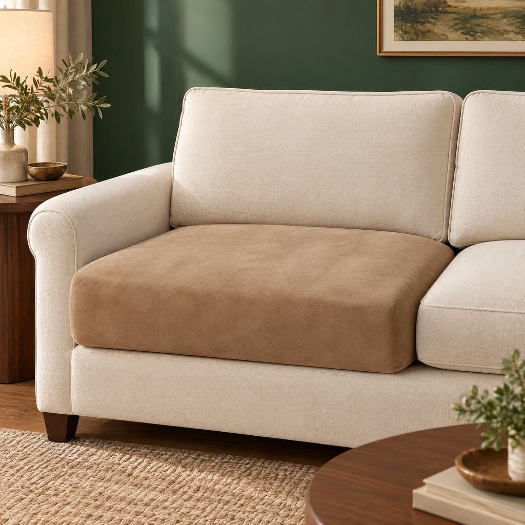 Sofa Cushion Covers – Stretch Velvet-Feel Seat Cover