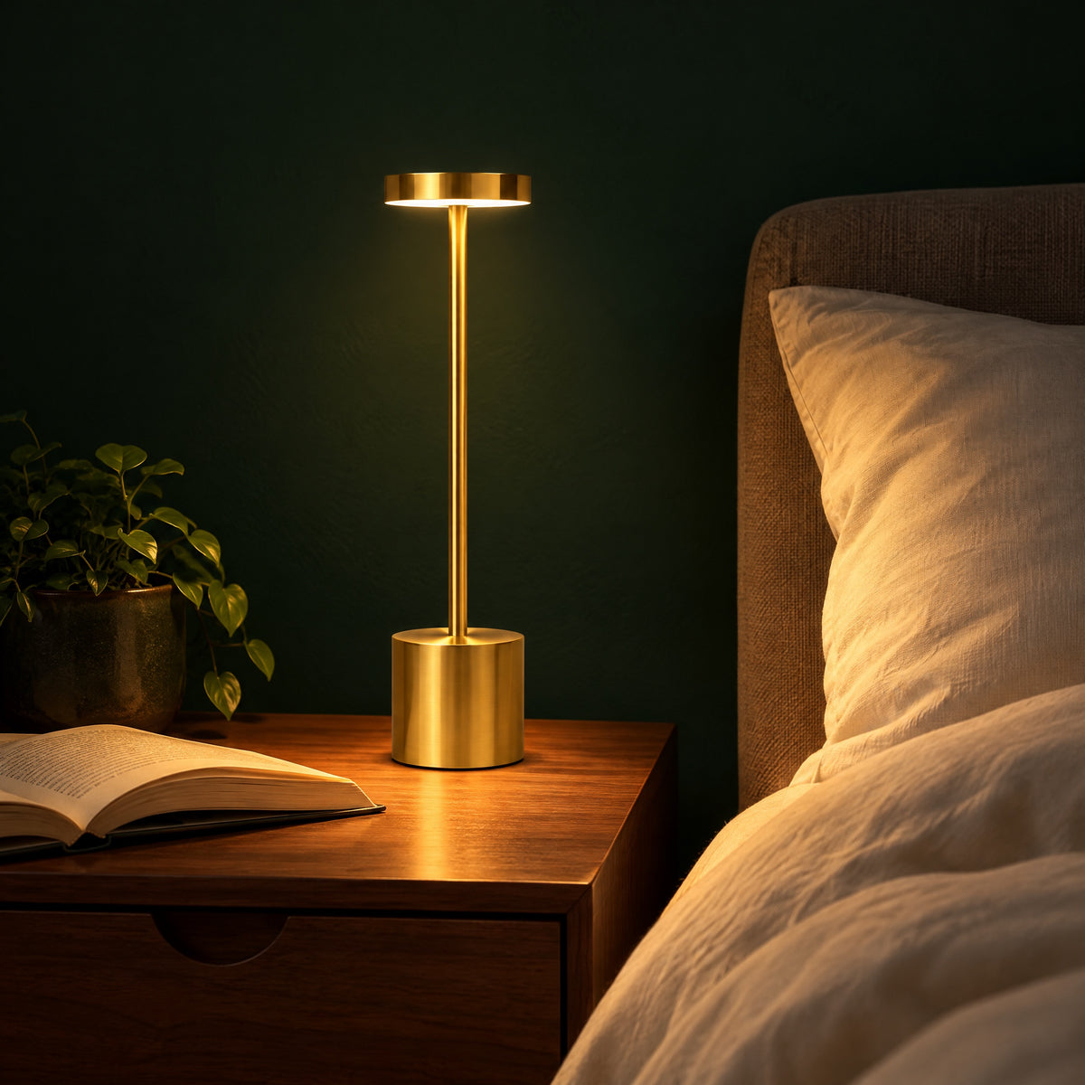 Slim Metal Touch Lamp in use