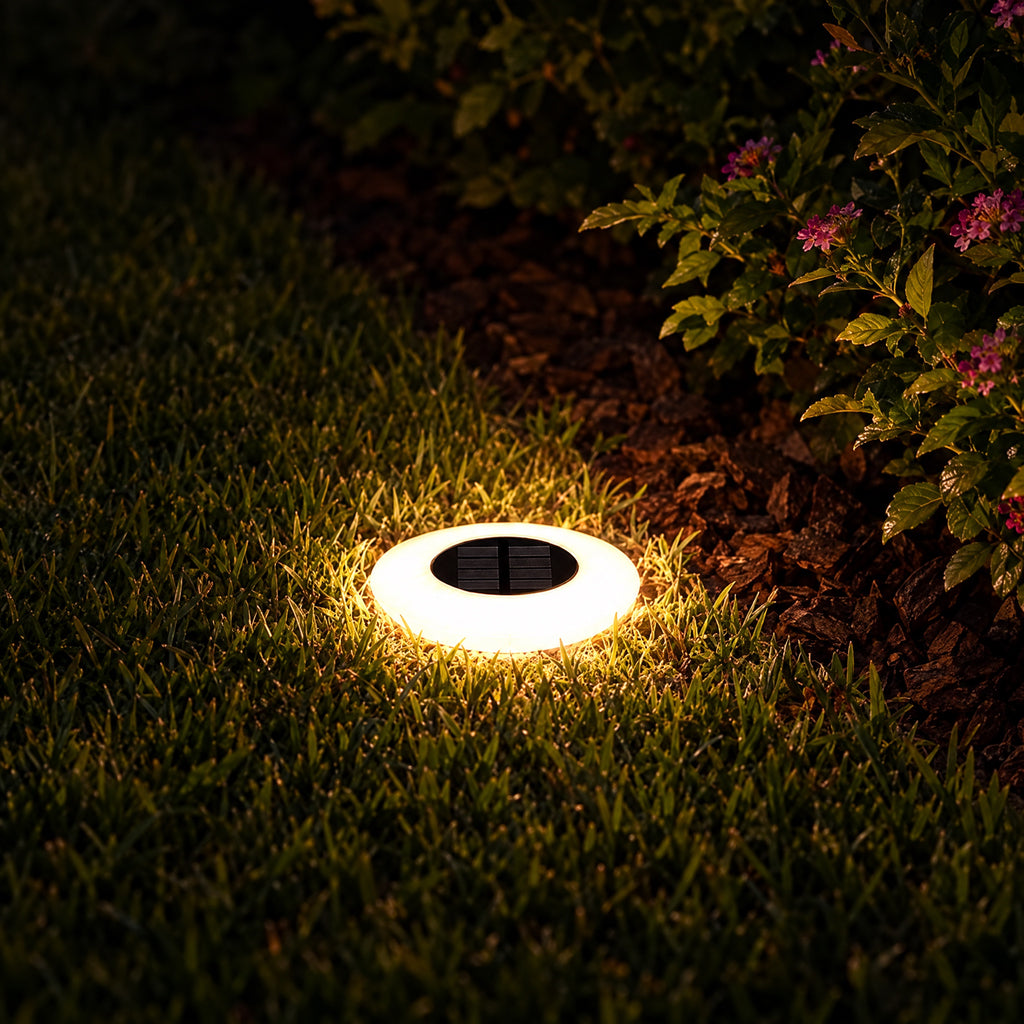 Flush Solar Ground Lights for Garden in use
