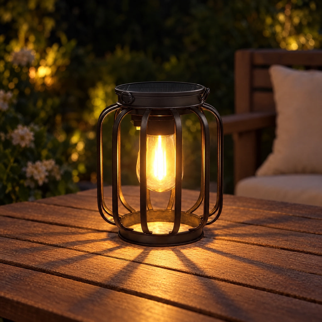 Hanging Outdoor Solar Garden Lantern in use