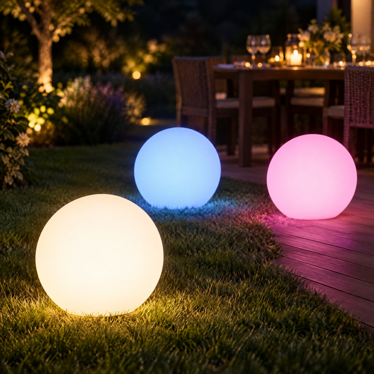 LED Garden Ball Light in use