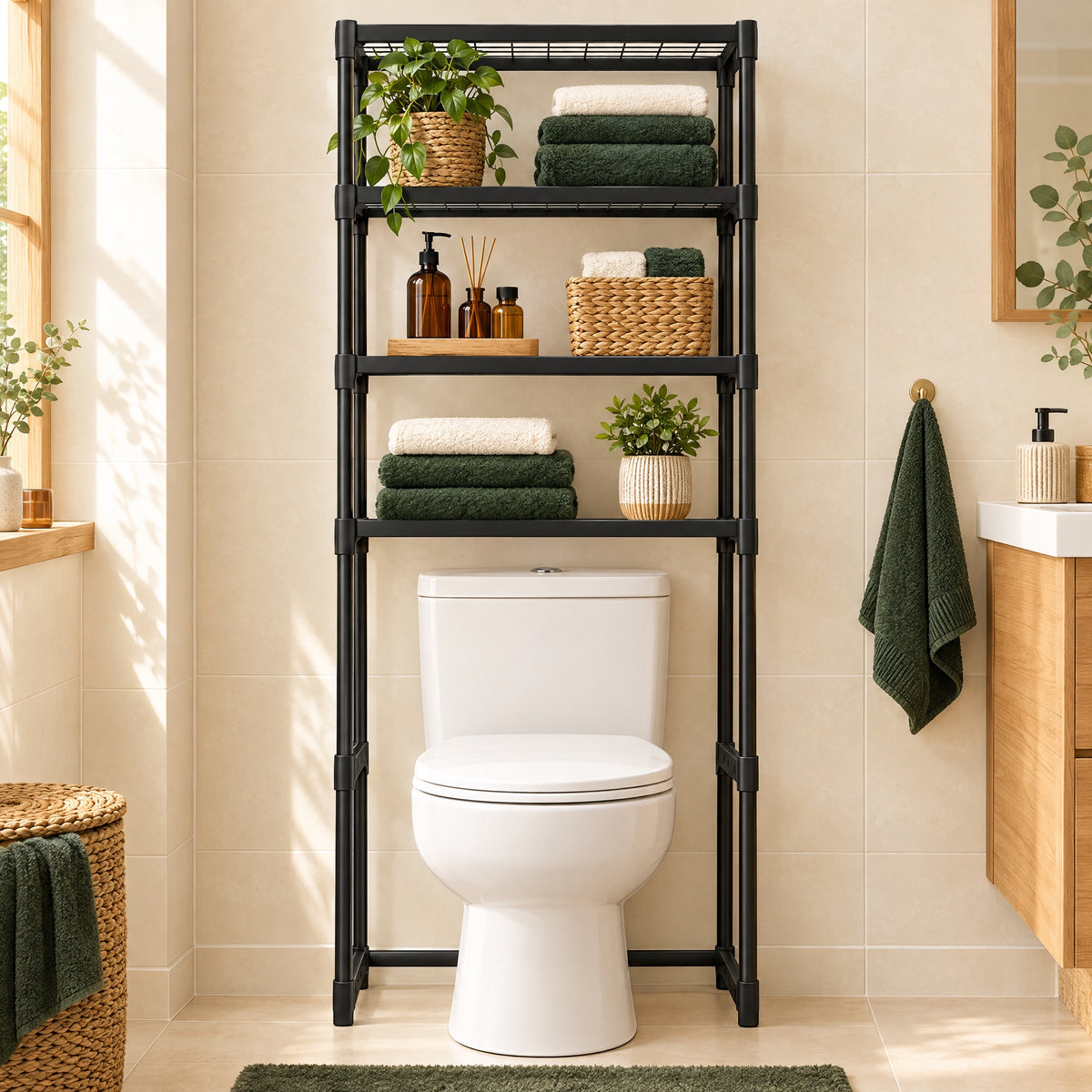 Over Toilet Storage Rack – Freestanding Bathroom Shelf Unit