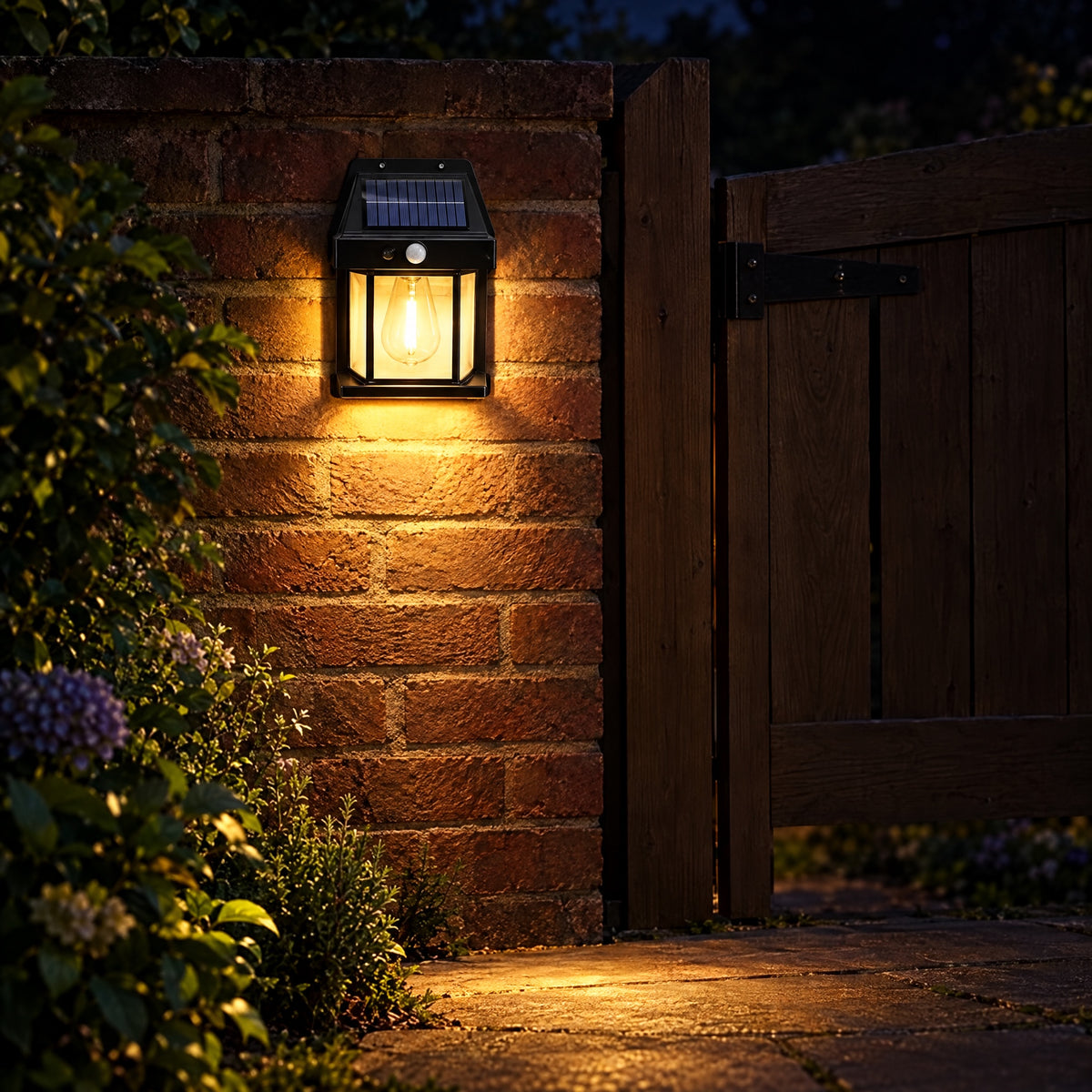 Outdoor Solar Wall Light in use