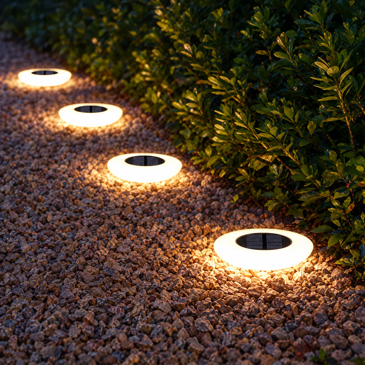 Solar Path Lights along a garden path