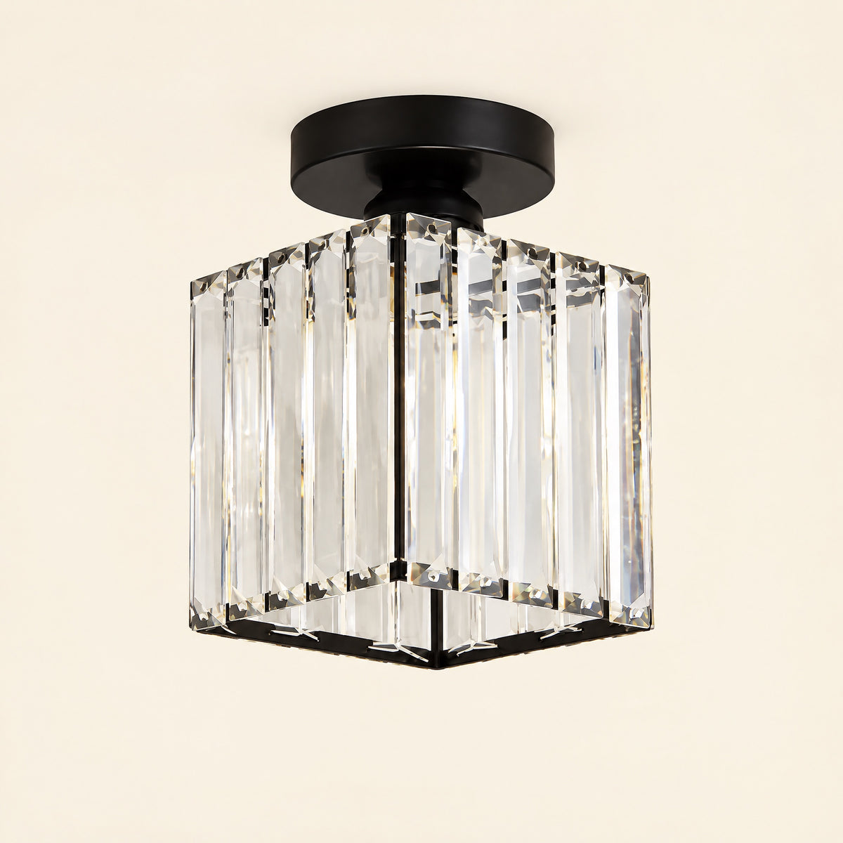 Crystal Ceiling Light – Square Black