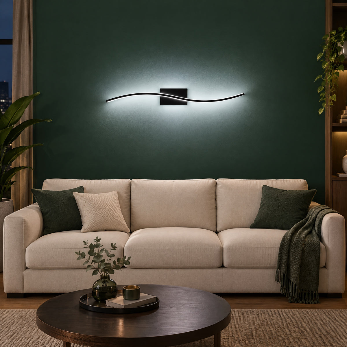 Modern LED Wave Wall Sconce 89cm in use