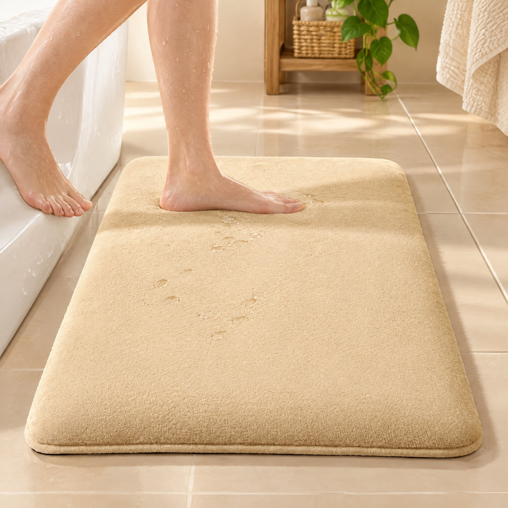 Memory Foam Absorbent Bathroom Mat in use