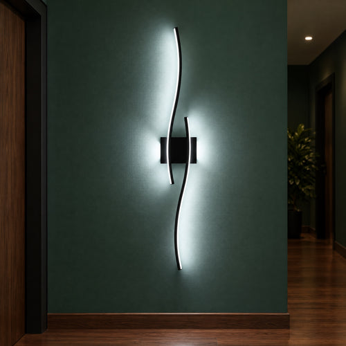 Black Wall Light – Modern LED Wave Wall Sconce 89cm