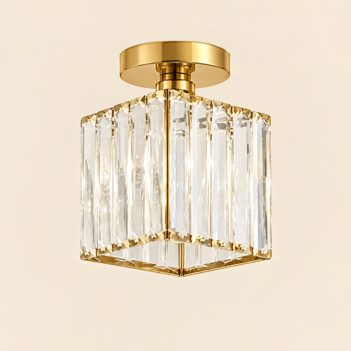 Crystal Ceiling Light – Square Gold