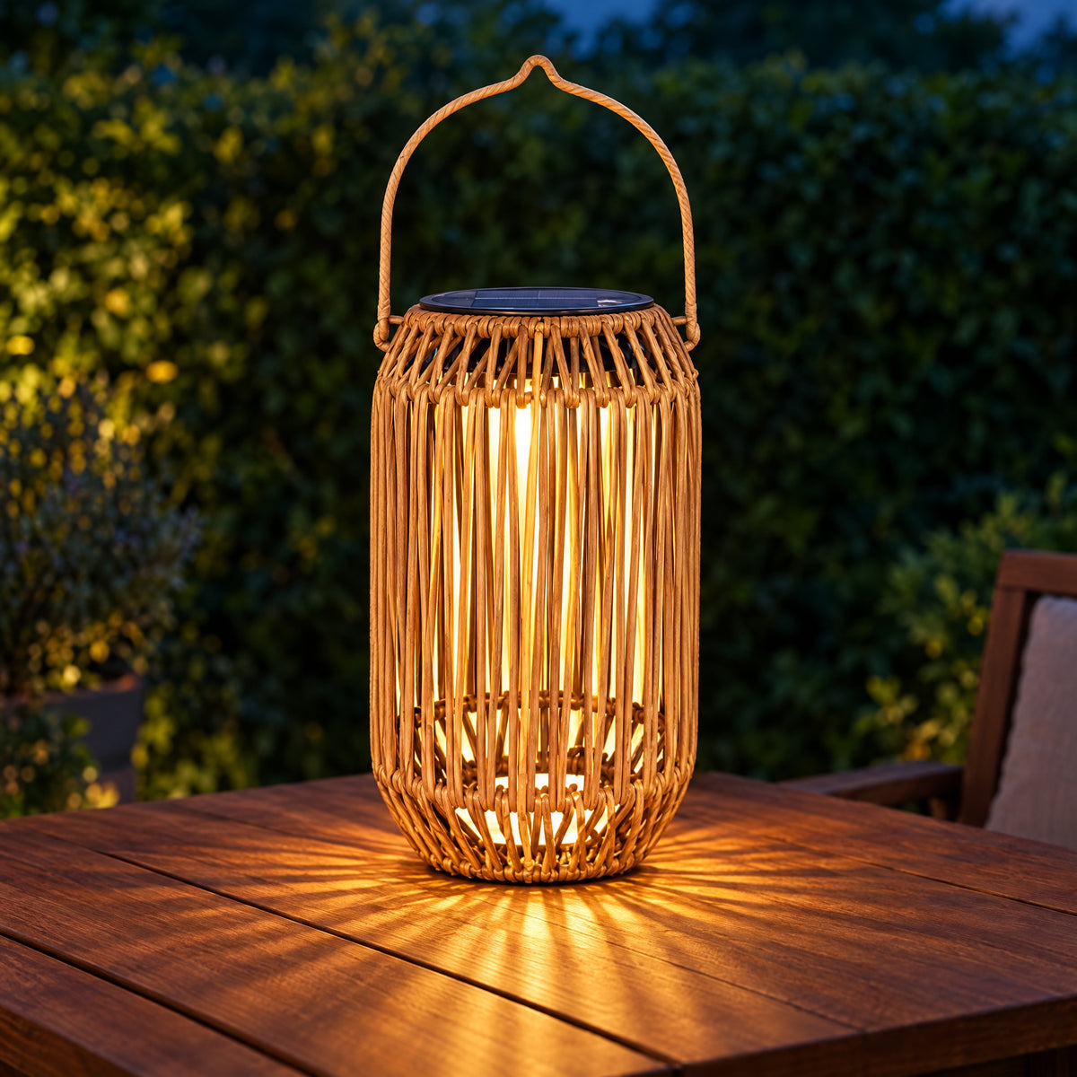 Rattan Solar Lantern – Hanging Hand-Woven Solar Garden Light