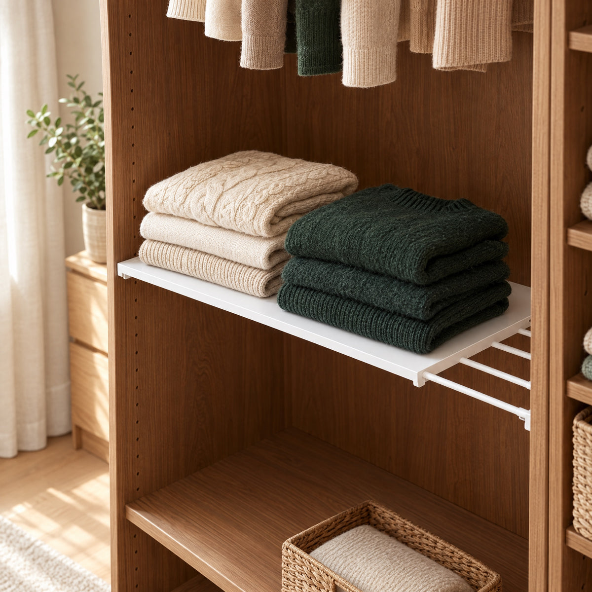 Wardrobe Shelf Organiser – Expandable No-Drill Storage Shelf