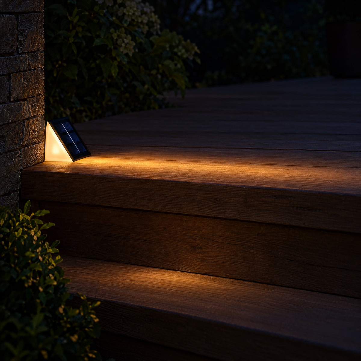 Outdoor Solar Step Lights in use