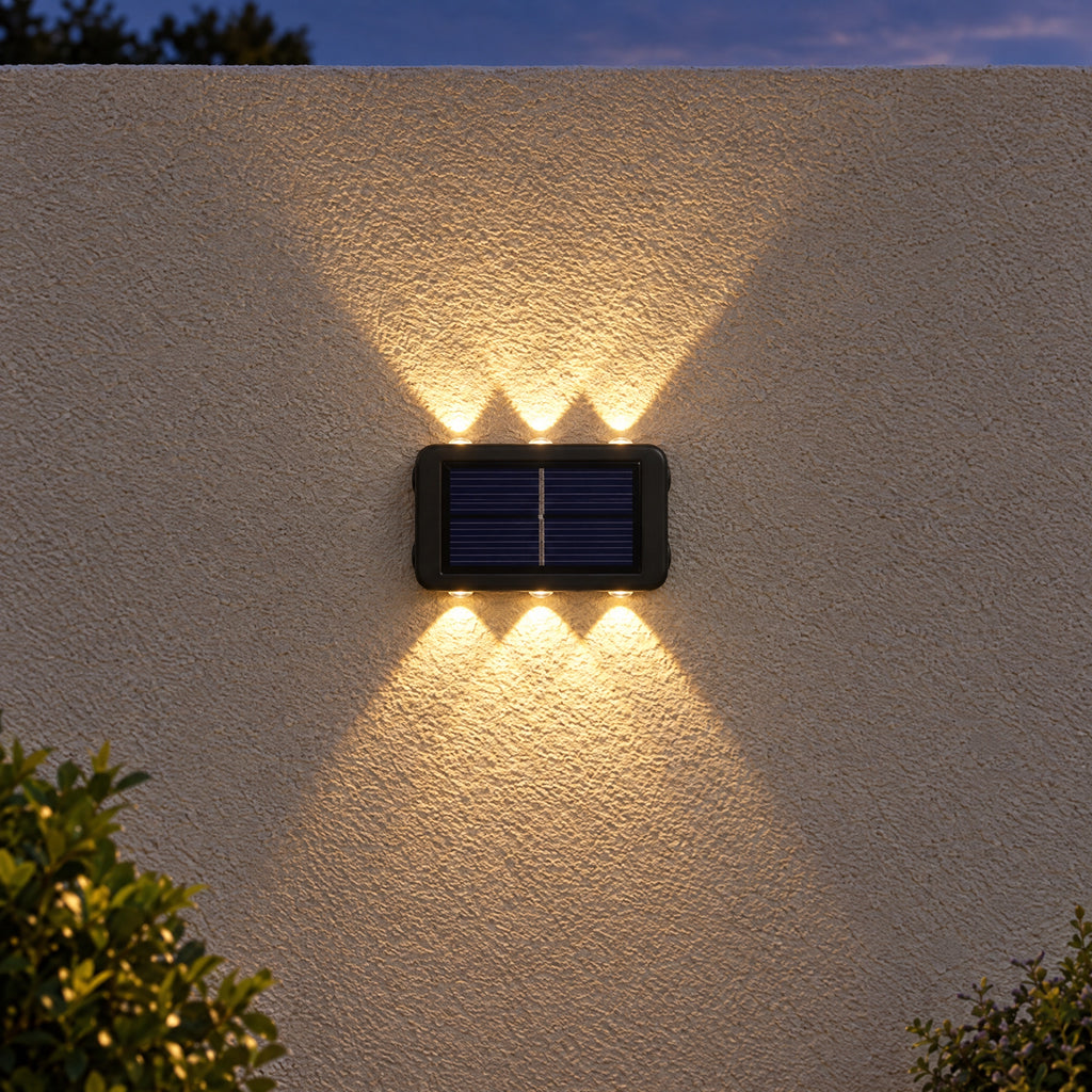 Solar Fence Lights 6 LED – up and down light effect at night