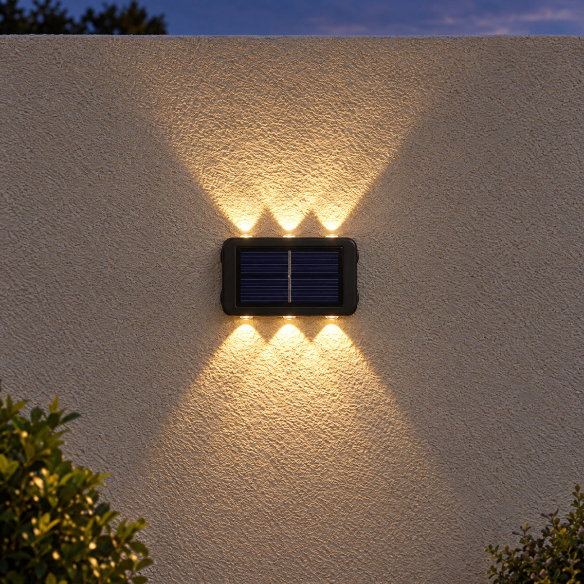 Solar Fence Lights 6 LED – up and down light effect at night
