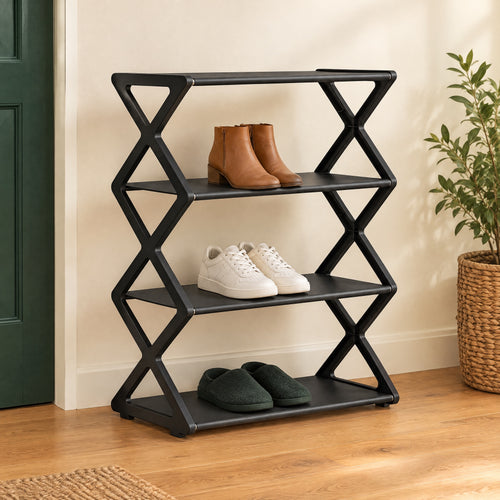4 Tier Shoe Rack – Stackable Hallway Shoe Storage