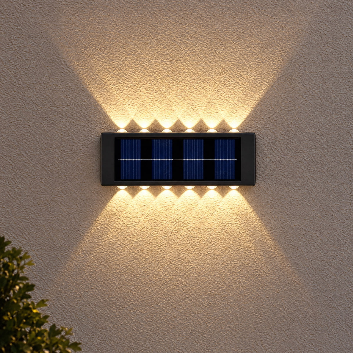 Solar Fence Lights 12 LED – up and down light effect at night