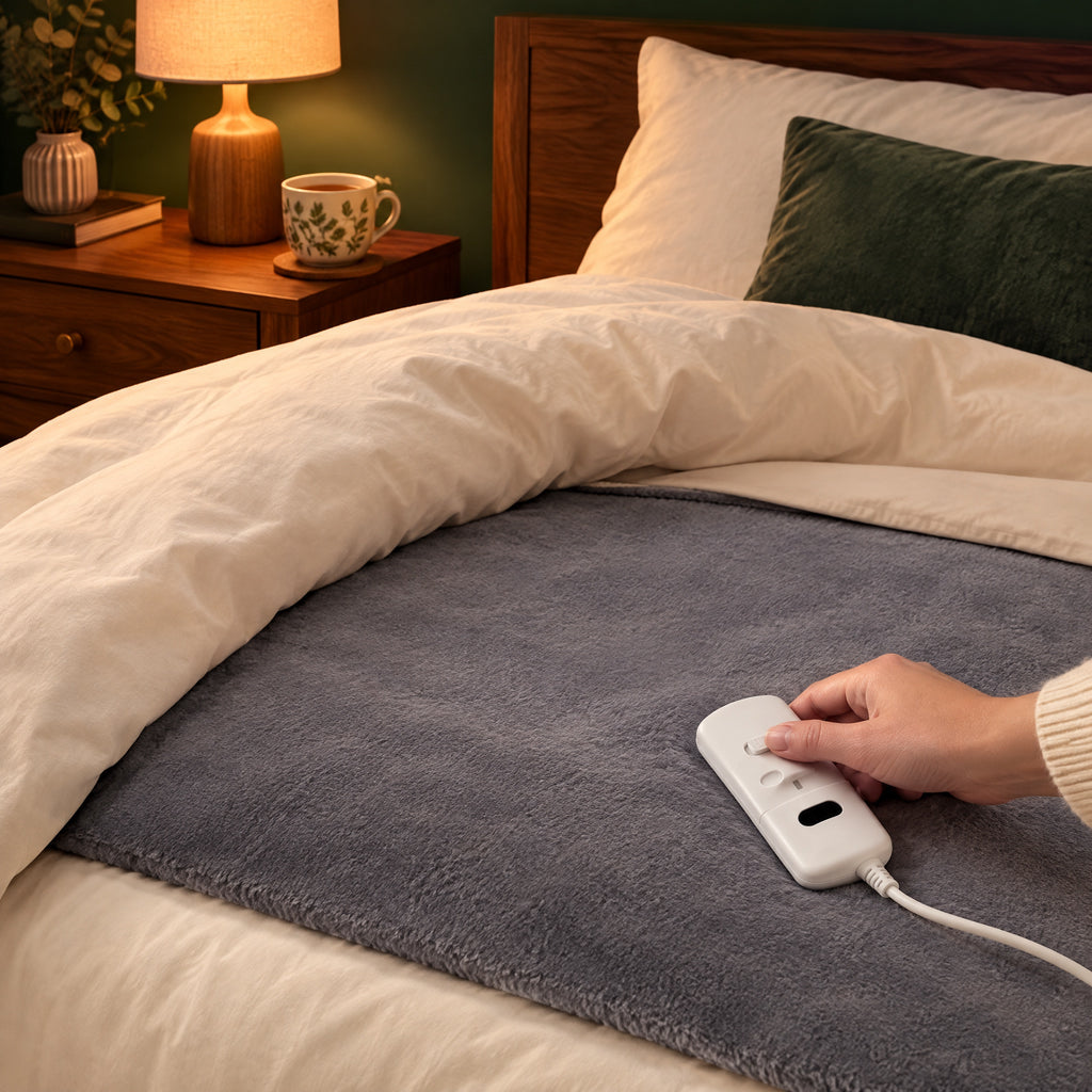 Plush Heated Blanket in use