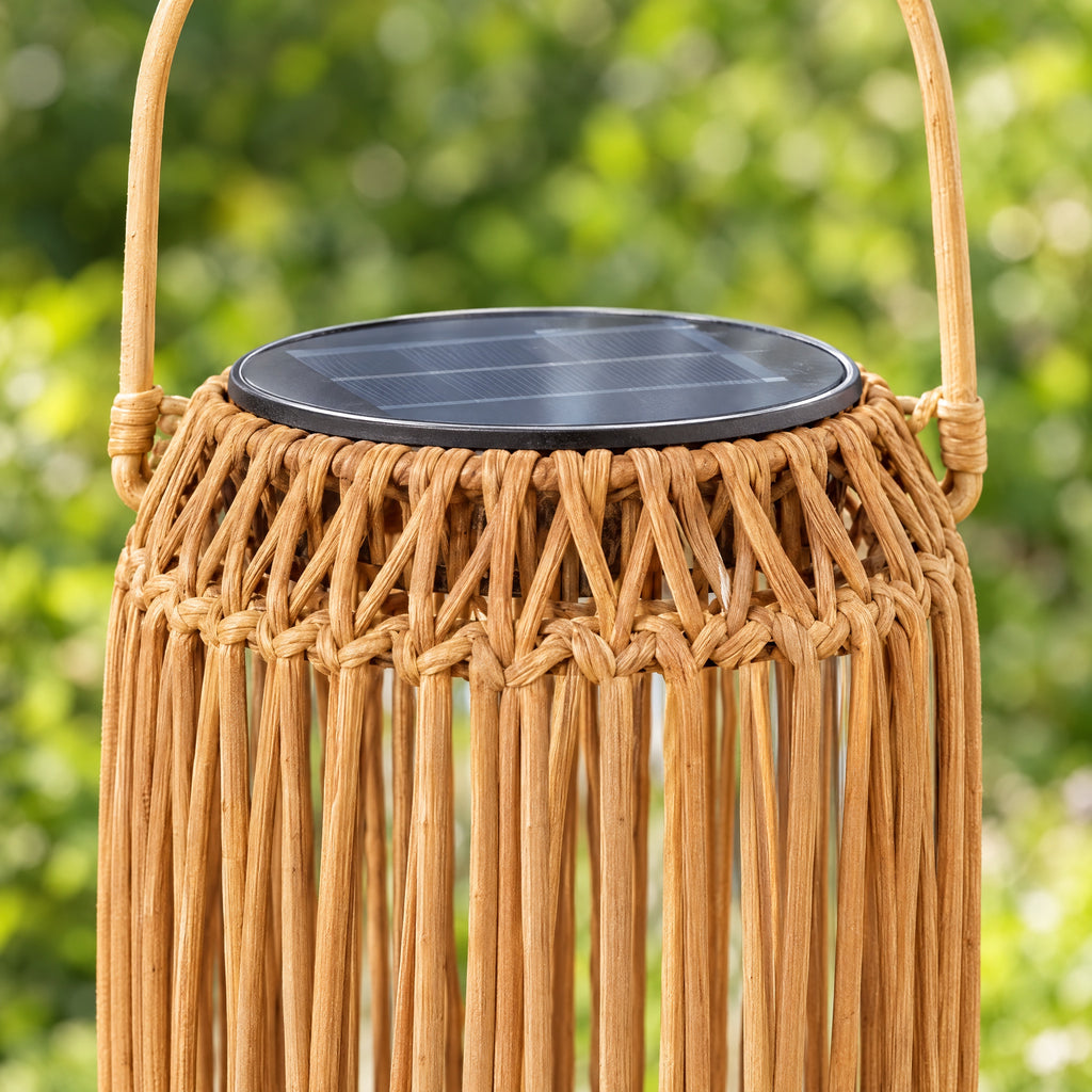 Rattan Solar Lantern close-up detail