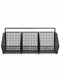 Fixless no-drill black wire wall storage basket