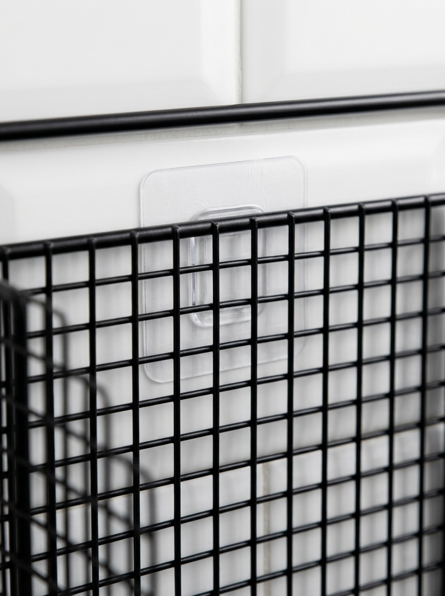 Fixless no-drill black wire wall storage basket