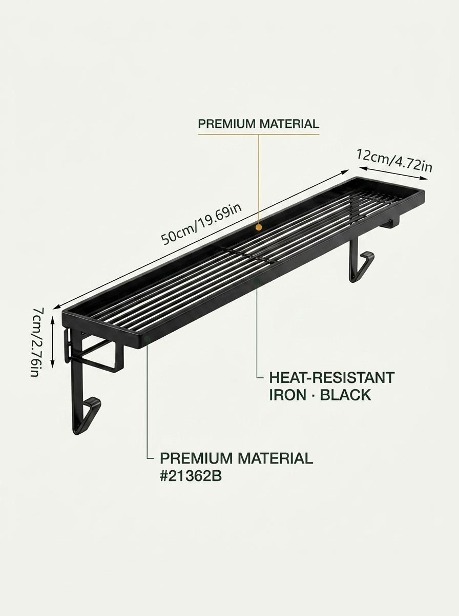 Fixless no-drill black radiator shelf topper