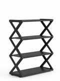 Fixless stackable 4-tier freestanding black shoe rack