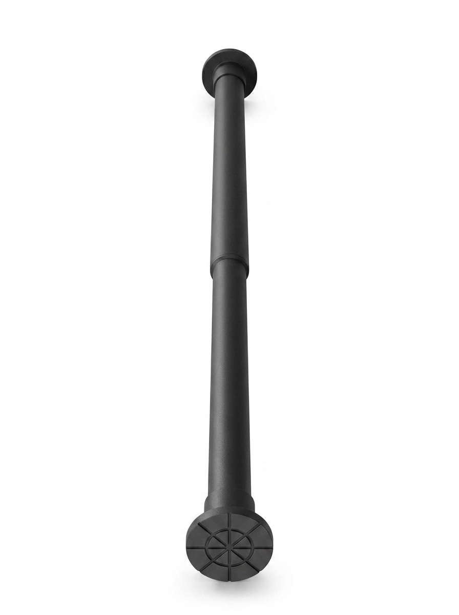 Fixless no-drill black spring tension rod, extendable telescopic pole