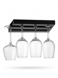 Fixless no-drill under-cabinet black wine glass holder