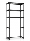 Fixless freestanding black over-toilet bathroom storage rack