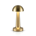 Gold cordless retro touch table lamp with a domed metal shade
