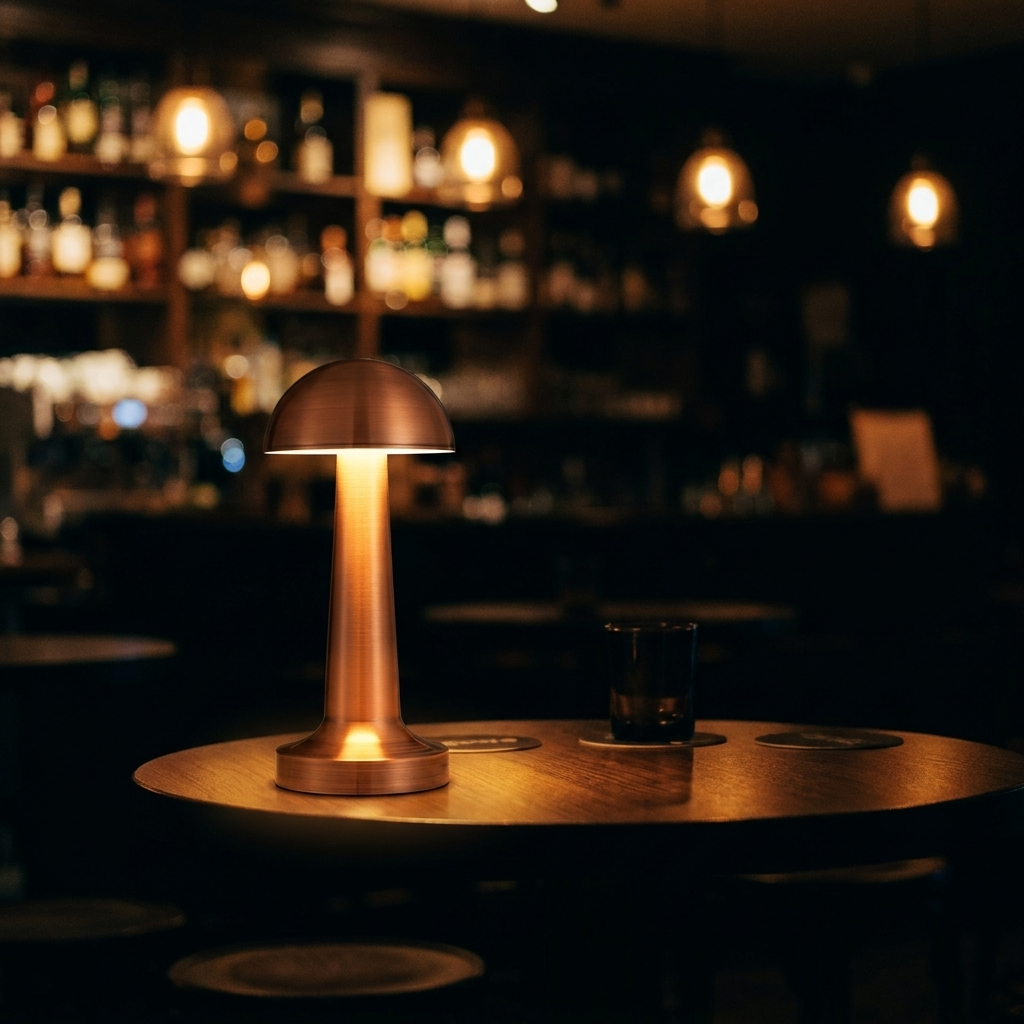 Cordless retro touch table lamp on a table