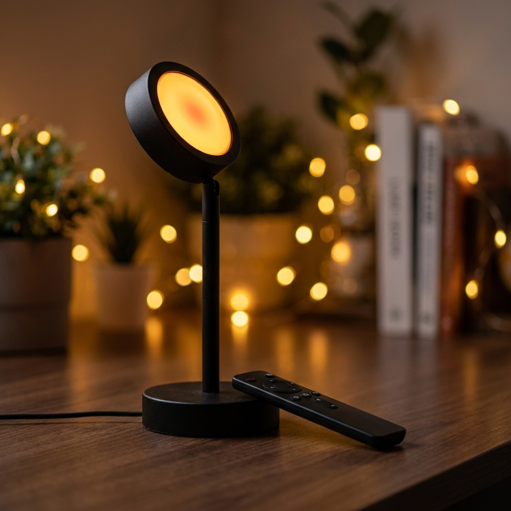 LED sunset projection lamp with remote control
