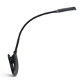 Black clip-on LED reading book light with flexible gooseneck