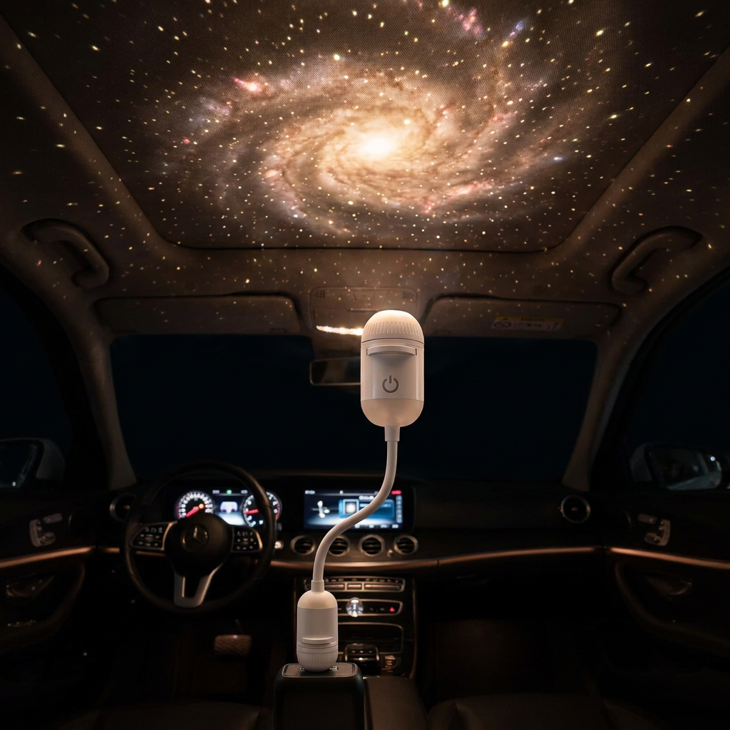 USB galaxy star projector in a car
