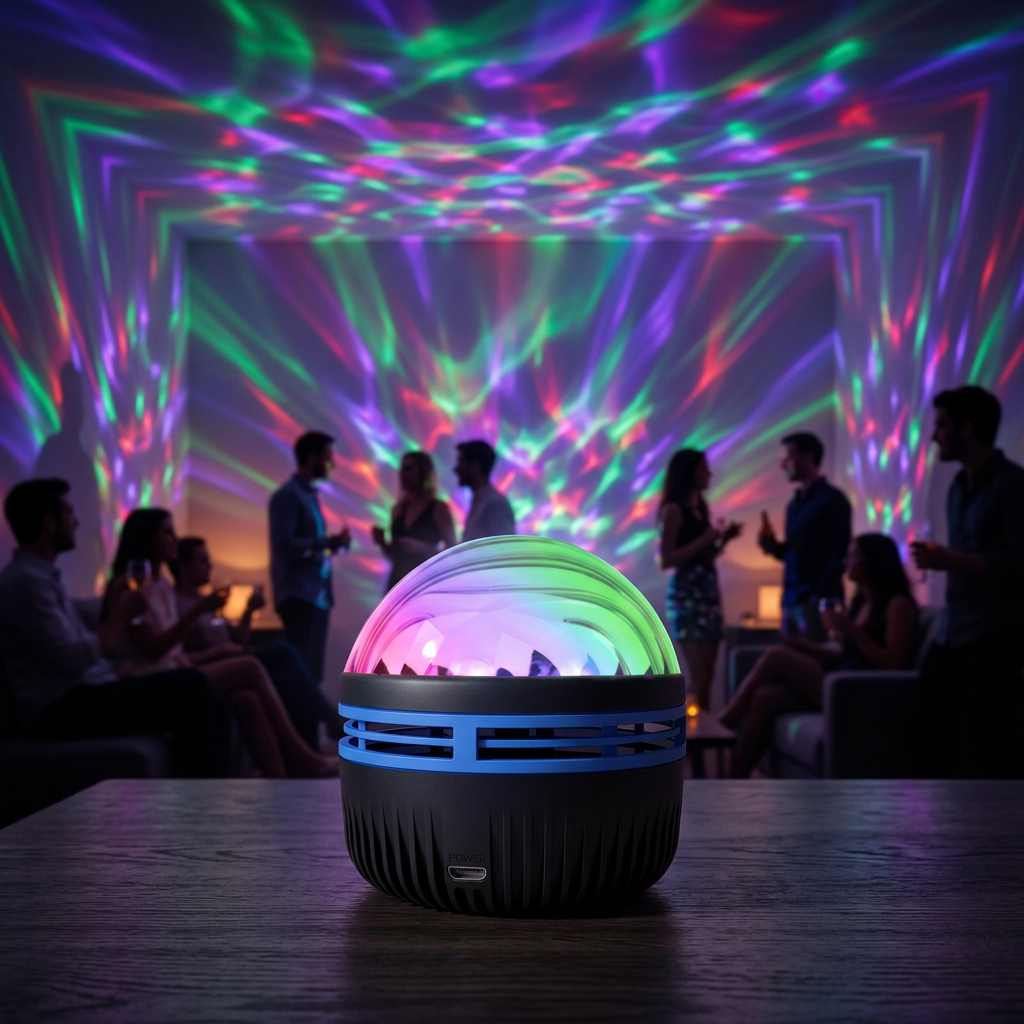 USB aurora galaxy projector glowing in a bedroom