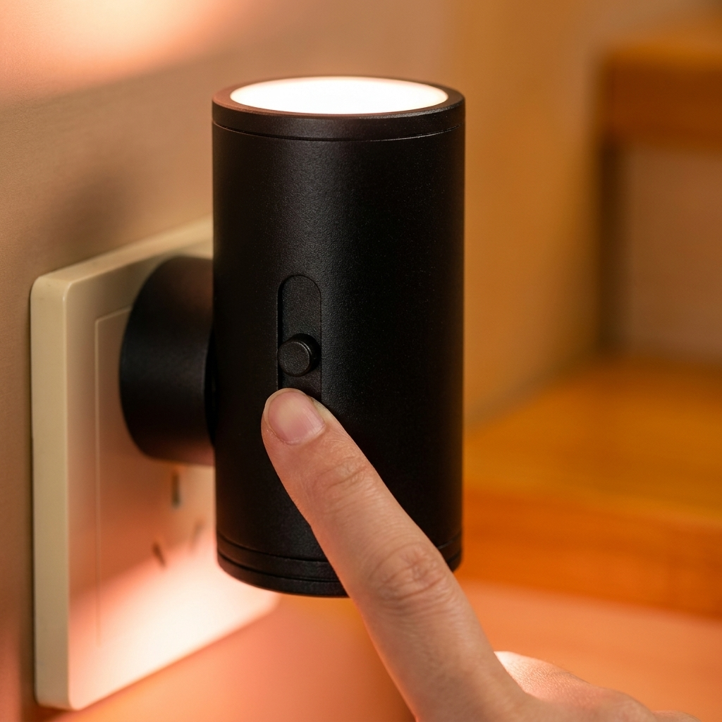 Plug-in LED night light with RGB colour glow