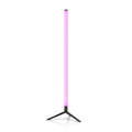 Fixless RGB corner floor lamp with colour-changing LED bar on a black tripod base